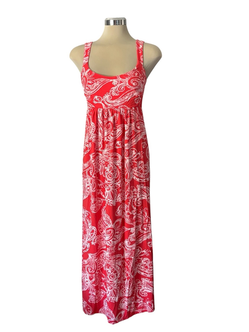 fresh produce Red Paisley-Print Sleeveless Maxi Dress Size S